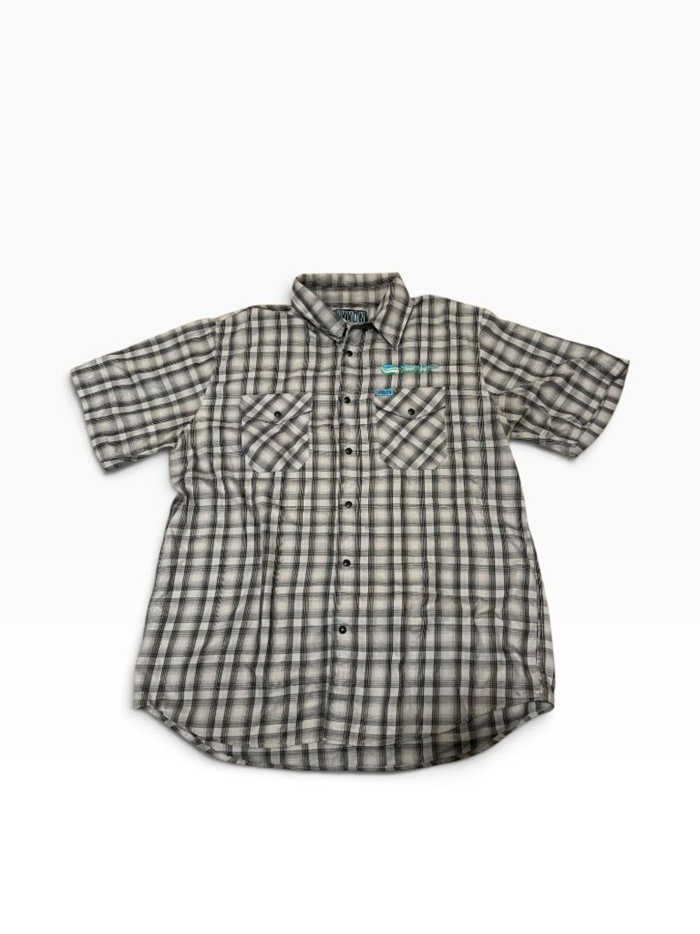 Dixxon Vagabond Bamboo Short Sleeve Shirt Gray Plaid Snap Button Men's XL